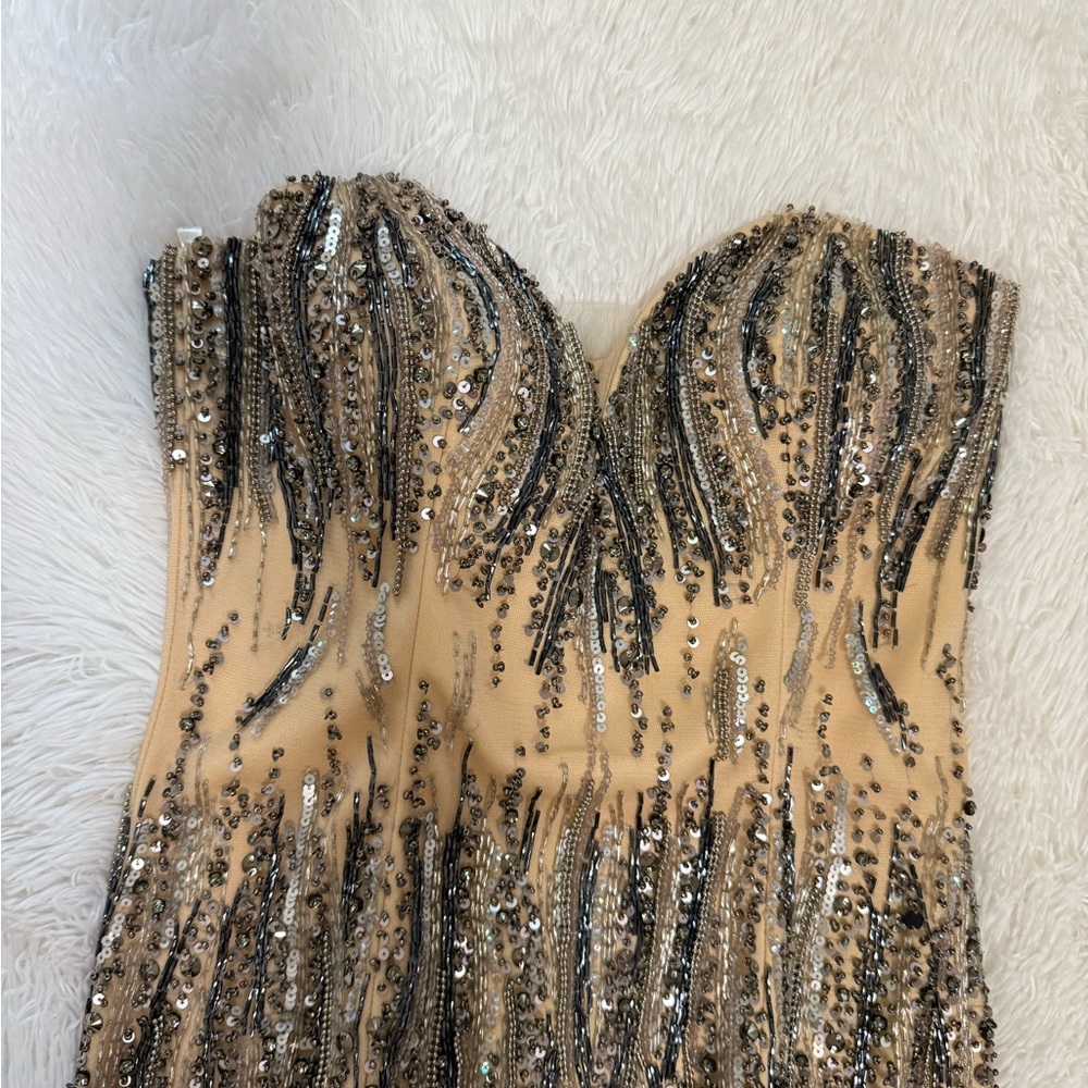 Terani Couture Strapless cocktail short Dress in Black and Cream size 6 C3687 - Picture 5 of 9